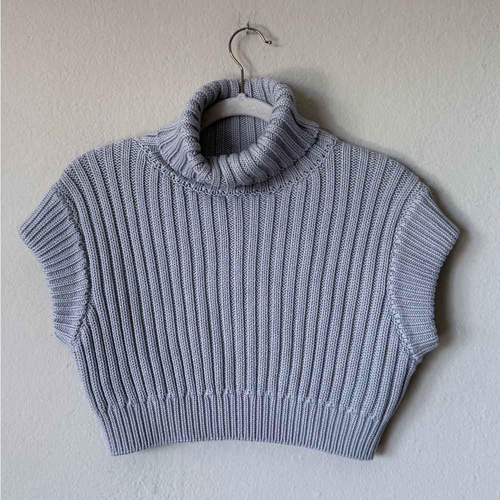 Naked Wardrobe Gray Sweater Cropped Ribbed Turtleneck Size M - Picture 4 of 7
